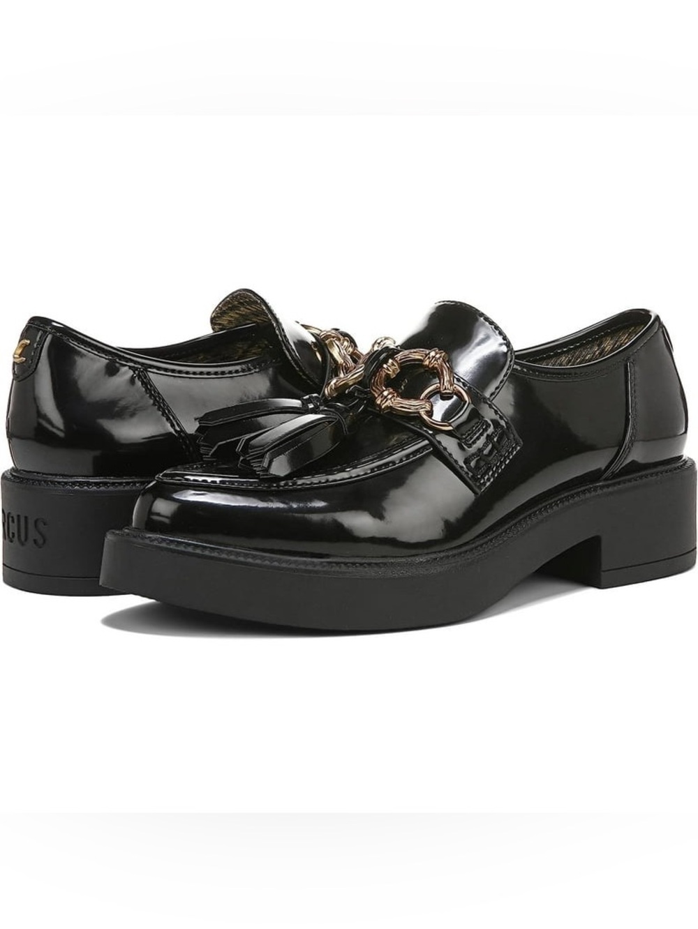 NWT Circus by Sam Edelman Patent Black Tassel Loafers with Gold Accent 6.5